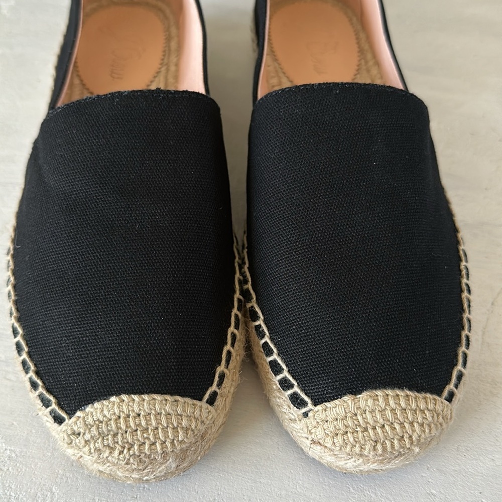 J. Crew SU22 Canvas Espadrille Flat Shoes Sz 10 Black Jute Soles Classic Slip On - Picture 6 of 16